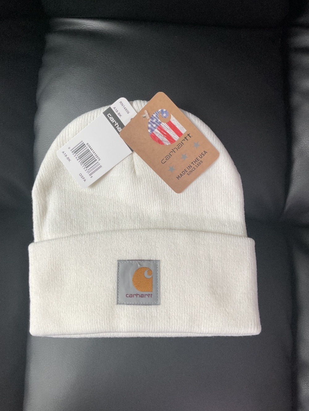 Carhartt A18 Knit Cuffed Beanie White Cream Hat Winter Watch Cap OSFA NWT